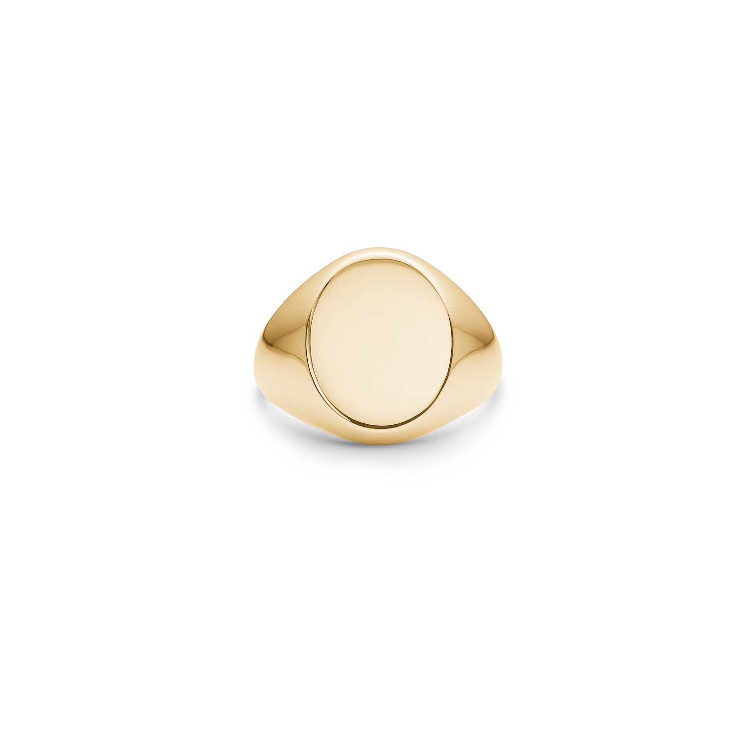 Classic Signet Ring i 14K guld med blankt oval signetplade, set forfra