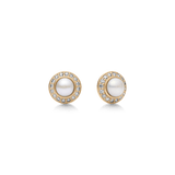 Elaine Earstuds I/SI brilliant cut diamonds with White Freshwater Pearl