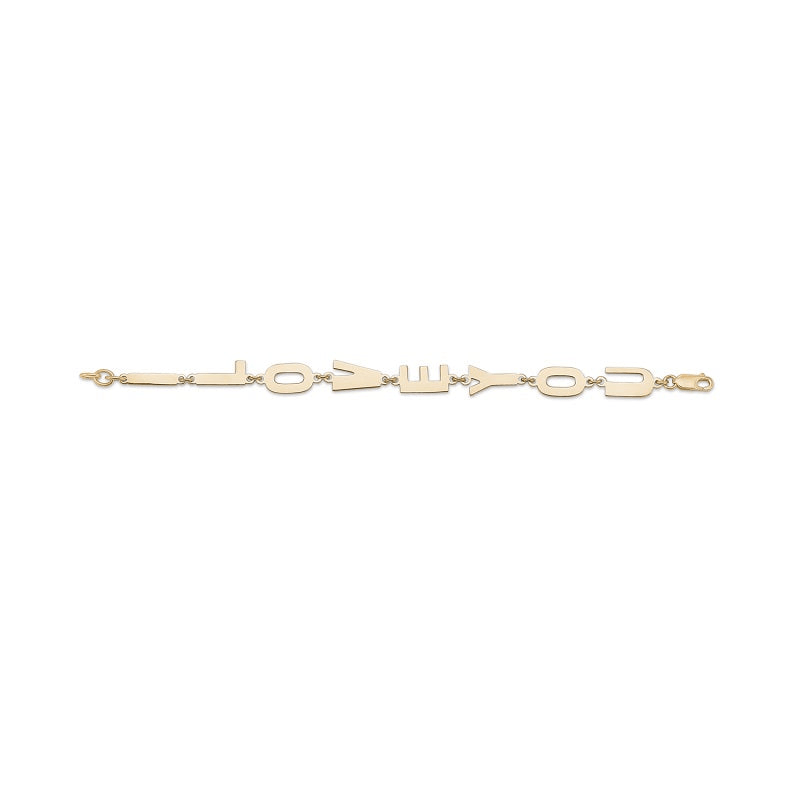 I Love You armbånd i 14K guld med bogstavled, der staver I Love You