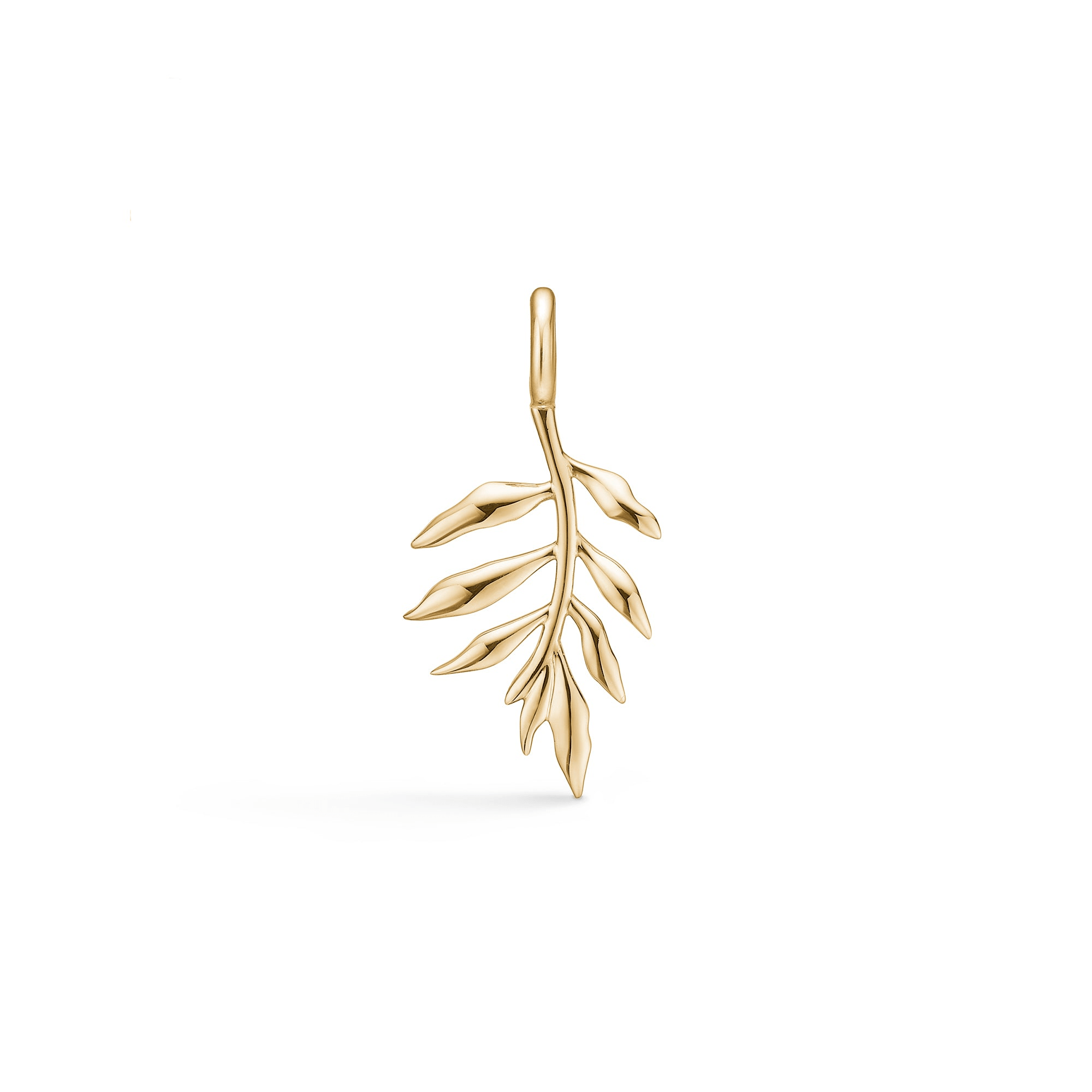 Tree of Life Pendant i massivt 18K guld formet som en gren med blade, set forfra