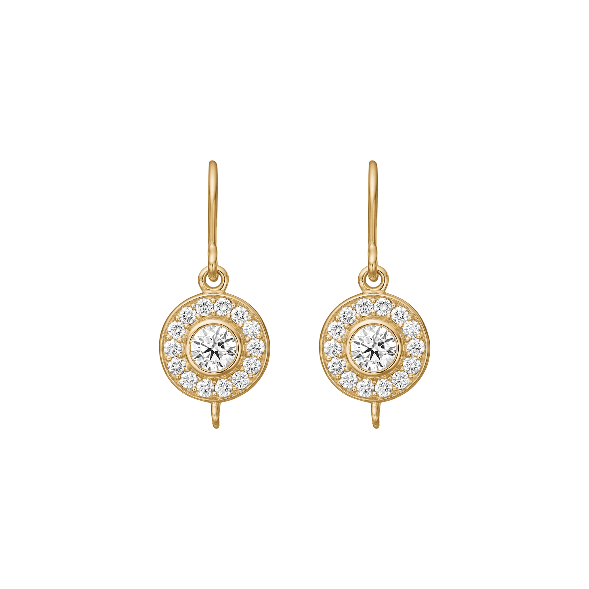 Heritage Earrings Base i 18kt guld med diamanthalo og aftagelig krog til Ear Pendants, produktfoto