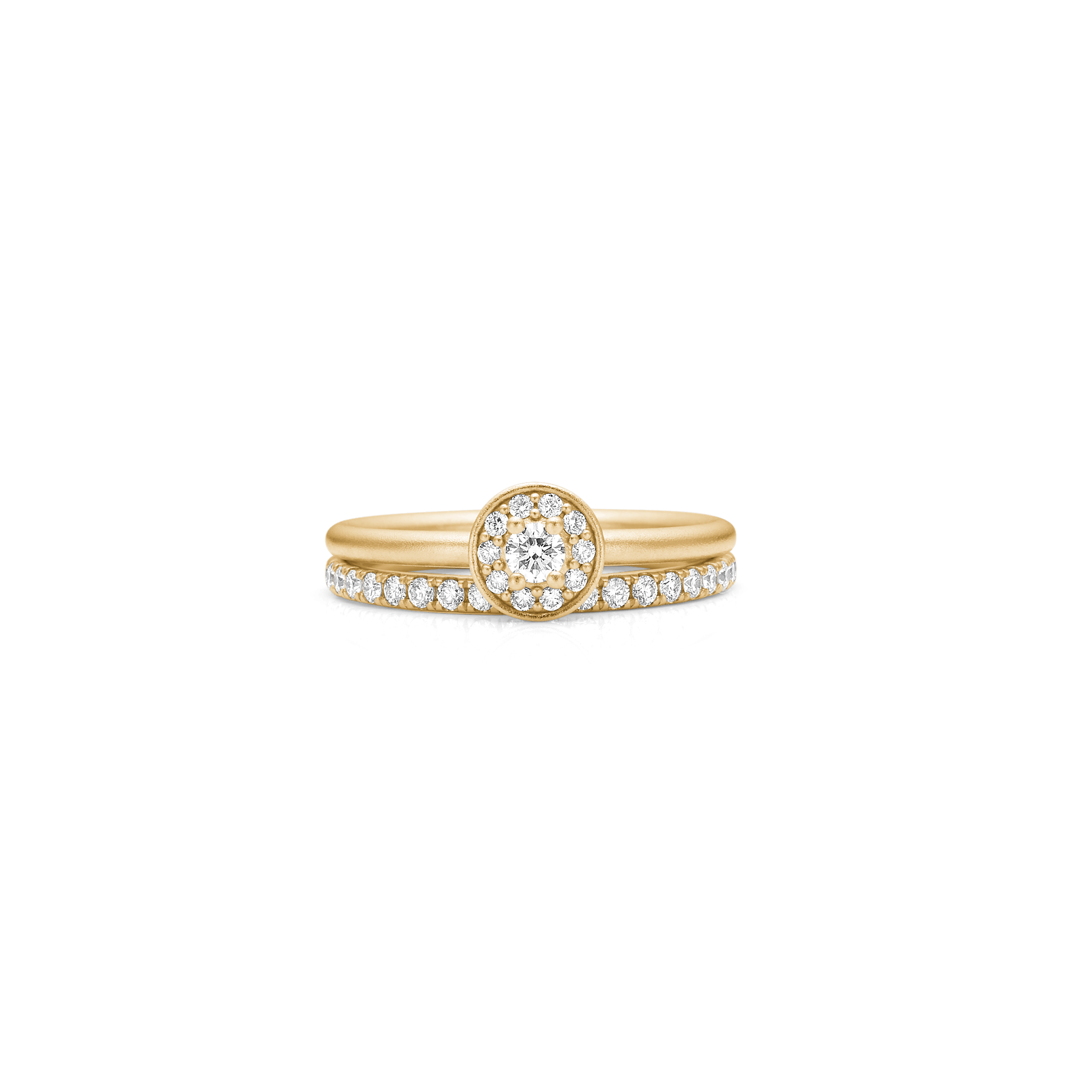 Lulia Halo Ring i 14K guld stacket med pavésat diamantring
